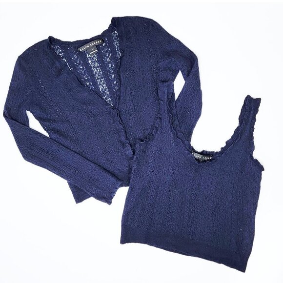 Ralph Lauren Black Label Cashmere Cardigan Tank Twin Set - S - Picture 1 of 14